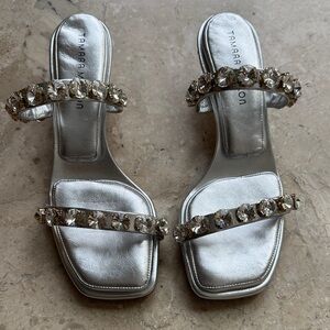 Tamara Mellon Shimmering Silver Crystal Sandals